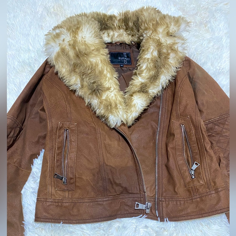 Leather bomber jacket